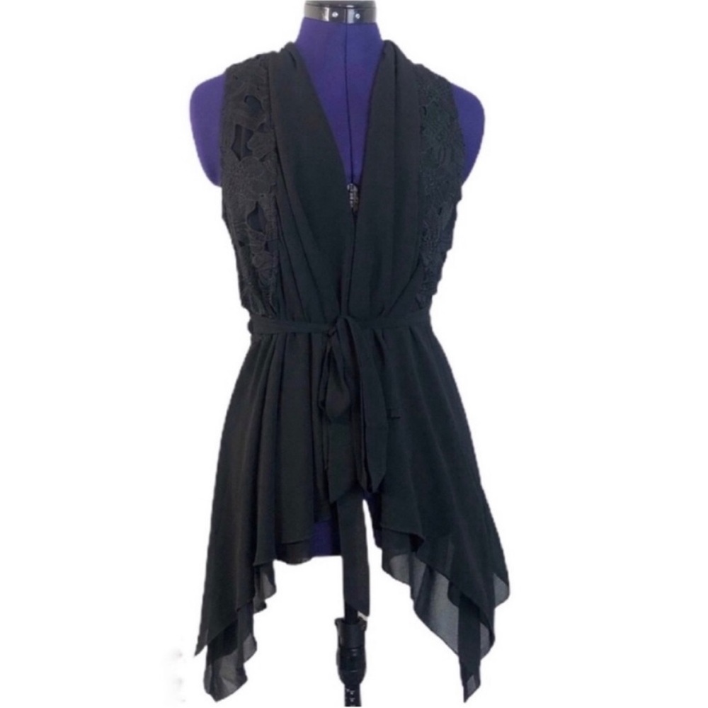 Double Zero Black Lace Sheer Layered Top